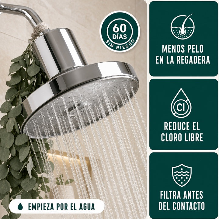 Ducha Purificadora de Alta Presión - Elimina Cloro y Metales Pesados